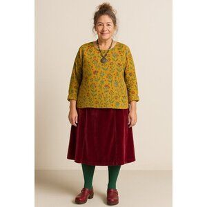 Quacker Factory Womens Skirt Sz 2X Woodrose Crushed Velvet Holiday Whimsigoth
